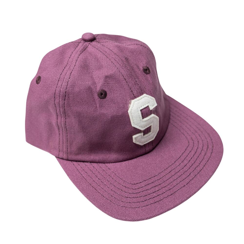 Stussy Felt S Logo Canvas Strapback Hat Purple